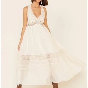 Free People Carla Lace Maxi Embroidered Tiered Dress